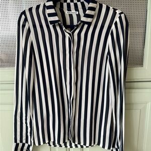 Reformation Navy and White Striped Shirt